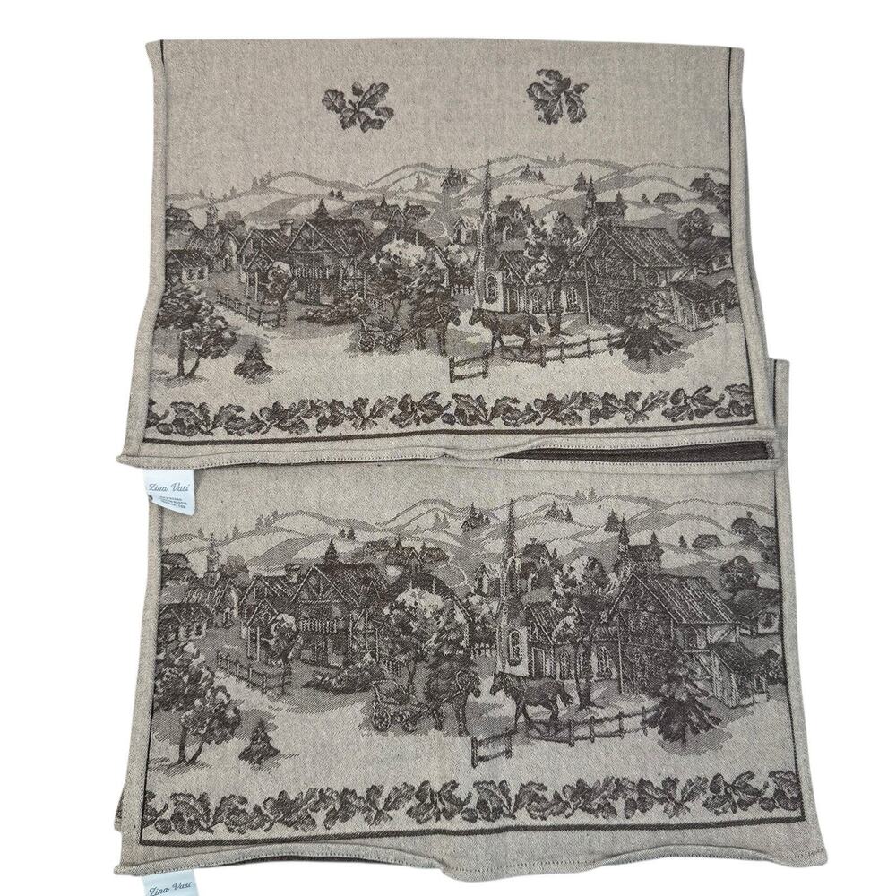 Williams Sonoma Zina Vasi‎ American Village Jacquard Napkin Hand Towel Lot Of 2